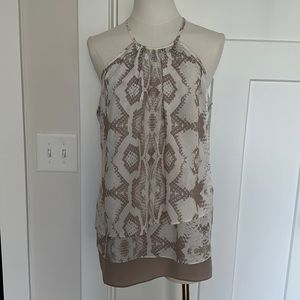 Calvin Klein Taupe & White Snakeskin Halter Top | Size S